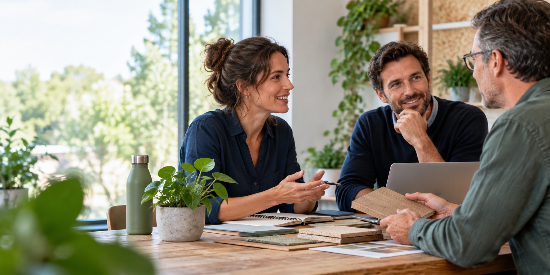 Échange entre professionnels autour de matériaux durables et d’une plante